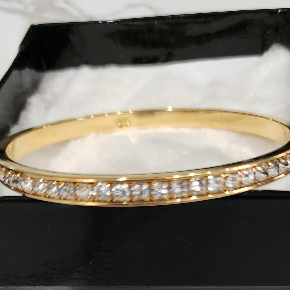 Gold Crystal Accent Women’s Bangle Bracelet
